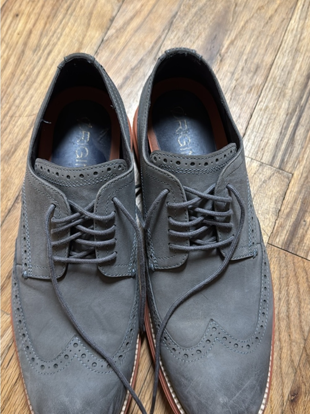 Cole Haan Men's Gray Suede Wingtip Derby Shoes